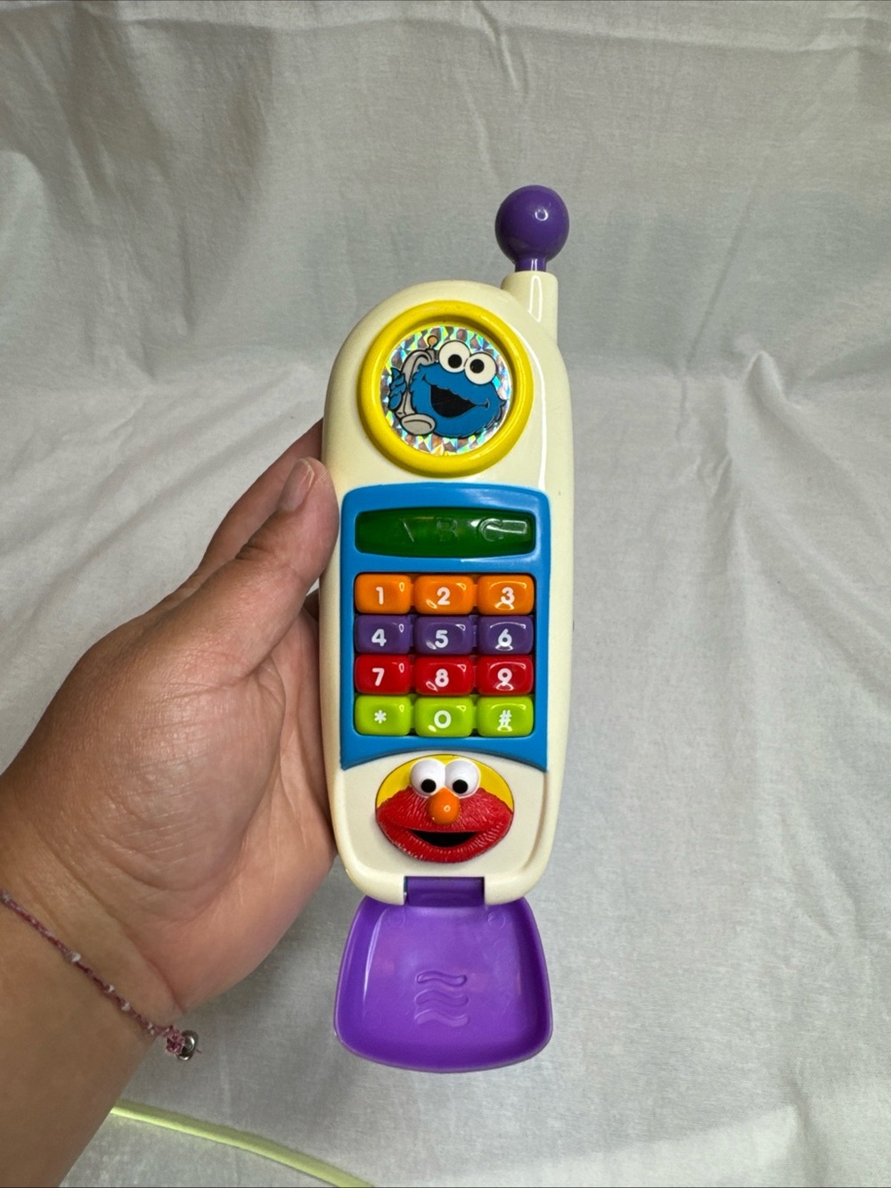 Vintage 1998 Sesame Street Elmo Cookie Monster Flip Toy Phone Y2K